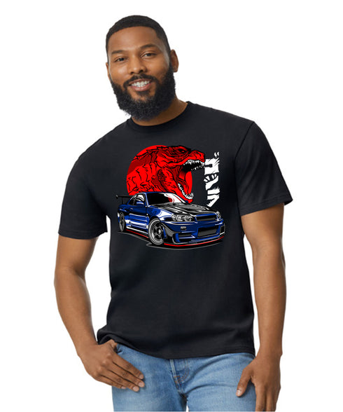 JDM T-Shirt Japanese Modified Automotive Street Drift Drag Race Car Godzilla Monster 06